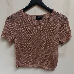 Topshop Shimmering Knit Crop Top - Rose Gold - Petite size US 2